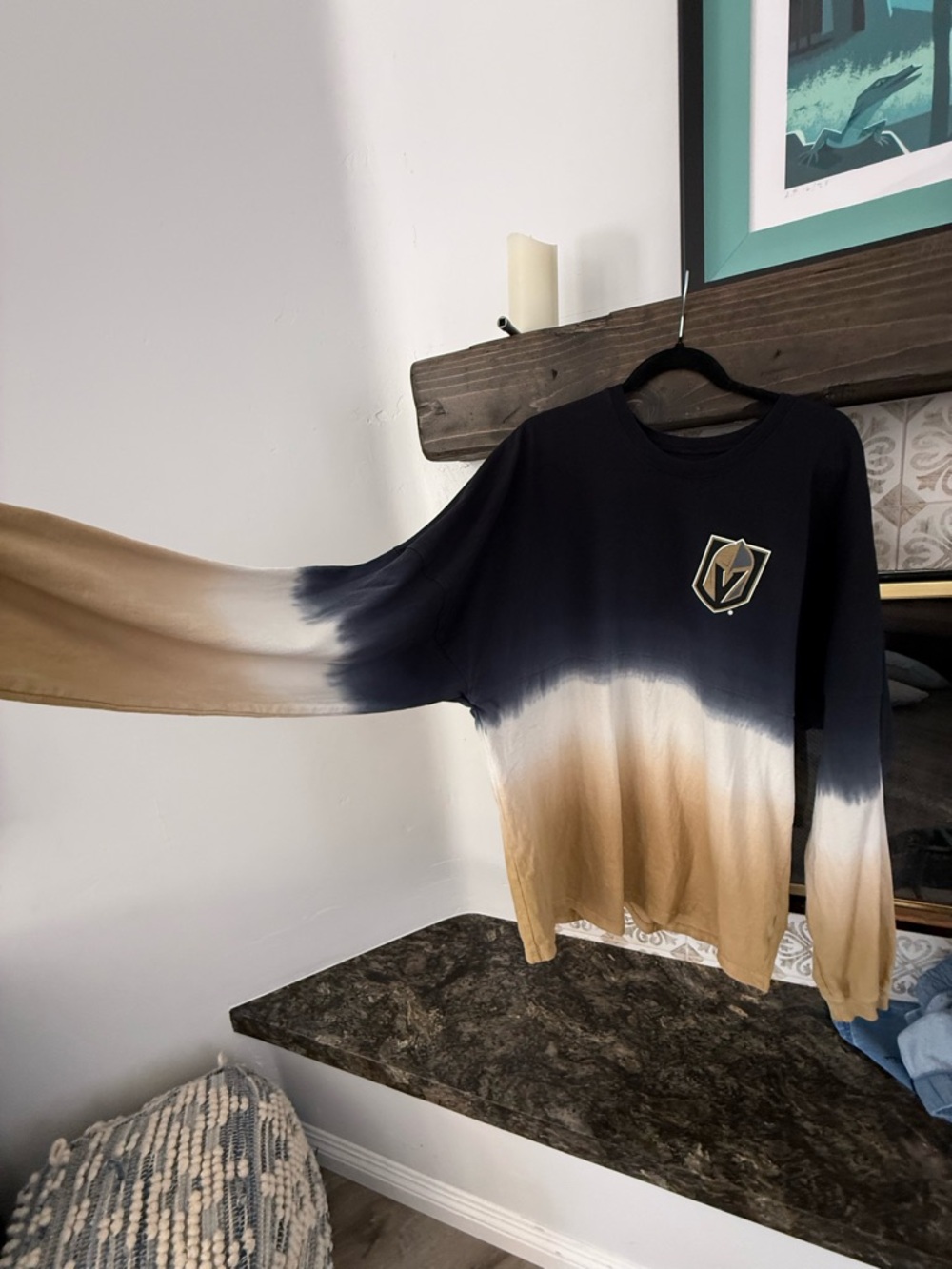 Fanatics Black White Tan Vegas Golden Knights Ombre Long-Sleeve Tee - Picture 2 of 5